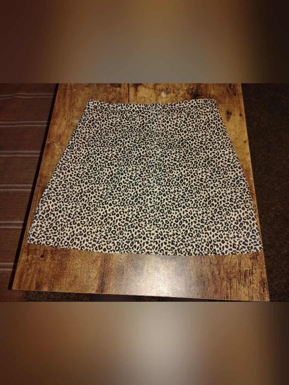 Leopard Print Button Front A-Line Mini Skirt - Size Small